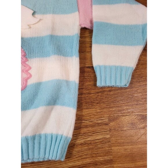 Vintage MiniWaves Retro 1980s Toddler Striped Dog Sweater - Picture 3 of 5